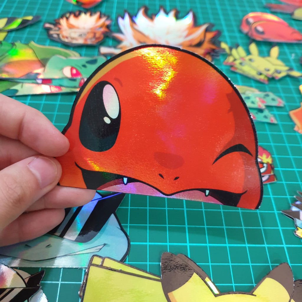 

Sticker Hologram Anime - PSH53 - Besar - Charmender Kelapa - Pokemon