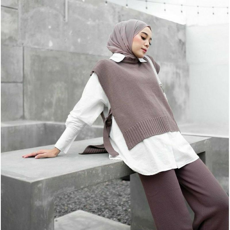 Rompi Andin XL OVERSIZE rompi rajut | Cardigan Rajut | Outer rajut | Rompi tali rajut wanita |