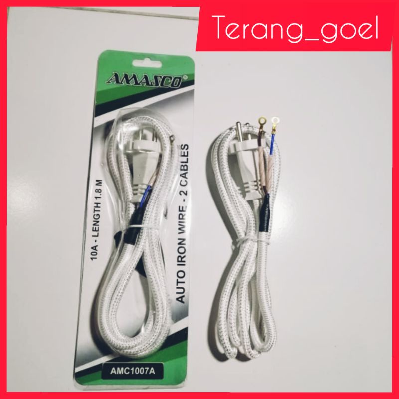 Kabel setrika amasco isi 2 Pin AMC-1007A / Kabel gosokan Amasco Isi 2 Pin 1,8 Meter