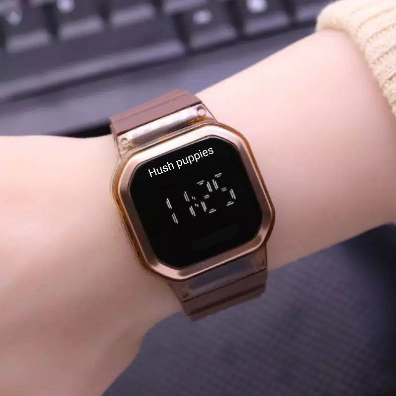 (Terima Cod)Jam Tangan Wanita Hushhpuppies Digital Touch Scren Sergi Strap Rubber(Dikirim Jakarta)