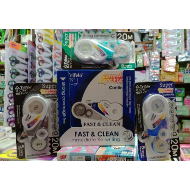 

Correction tape (tipex) trifelo 20 meter free refill murah 3pcs