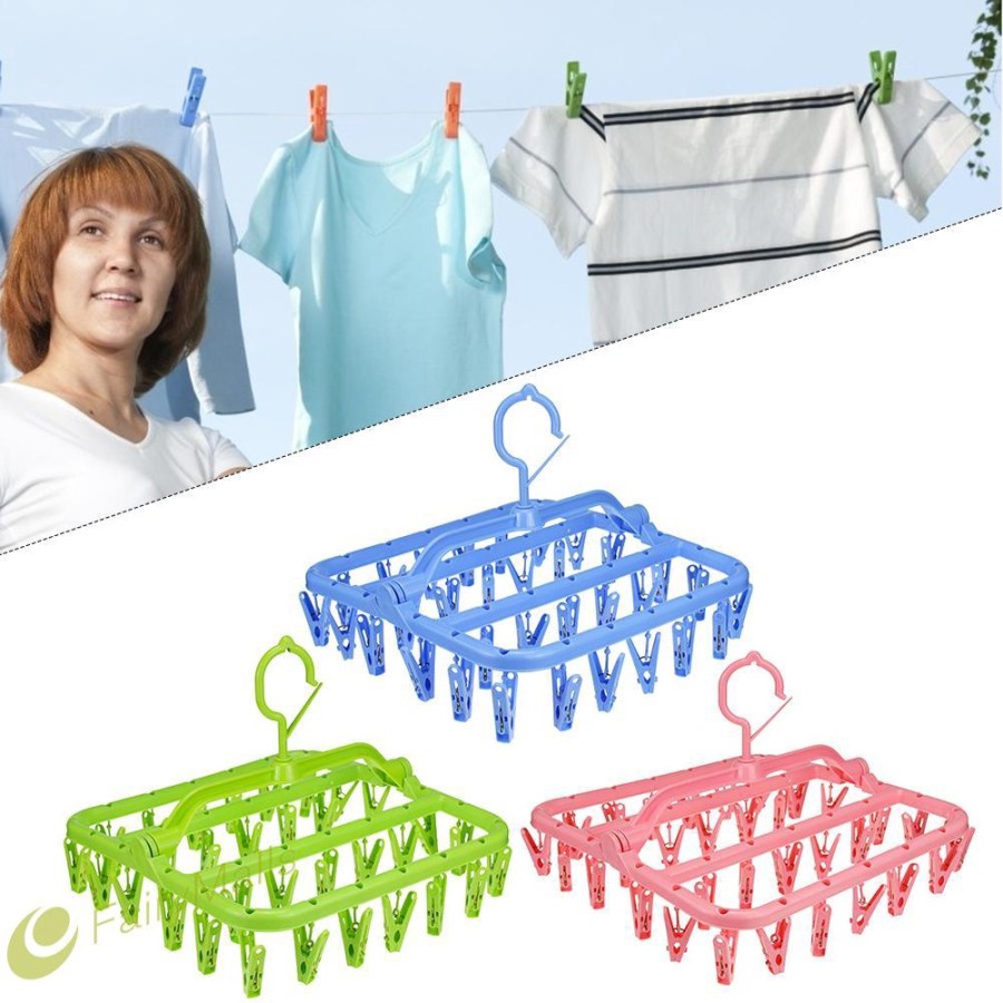 Sgmshop Hanger 32 jepit gantungan jemuran baju kaos kaki serbaguna laundry set