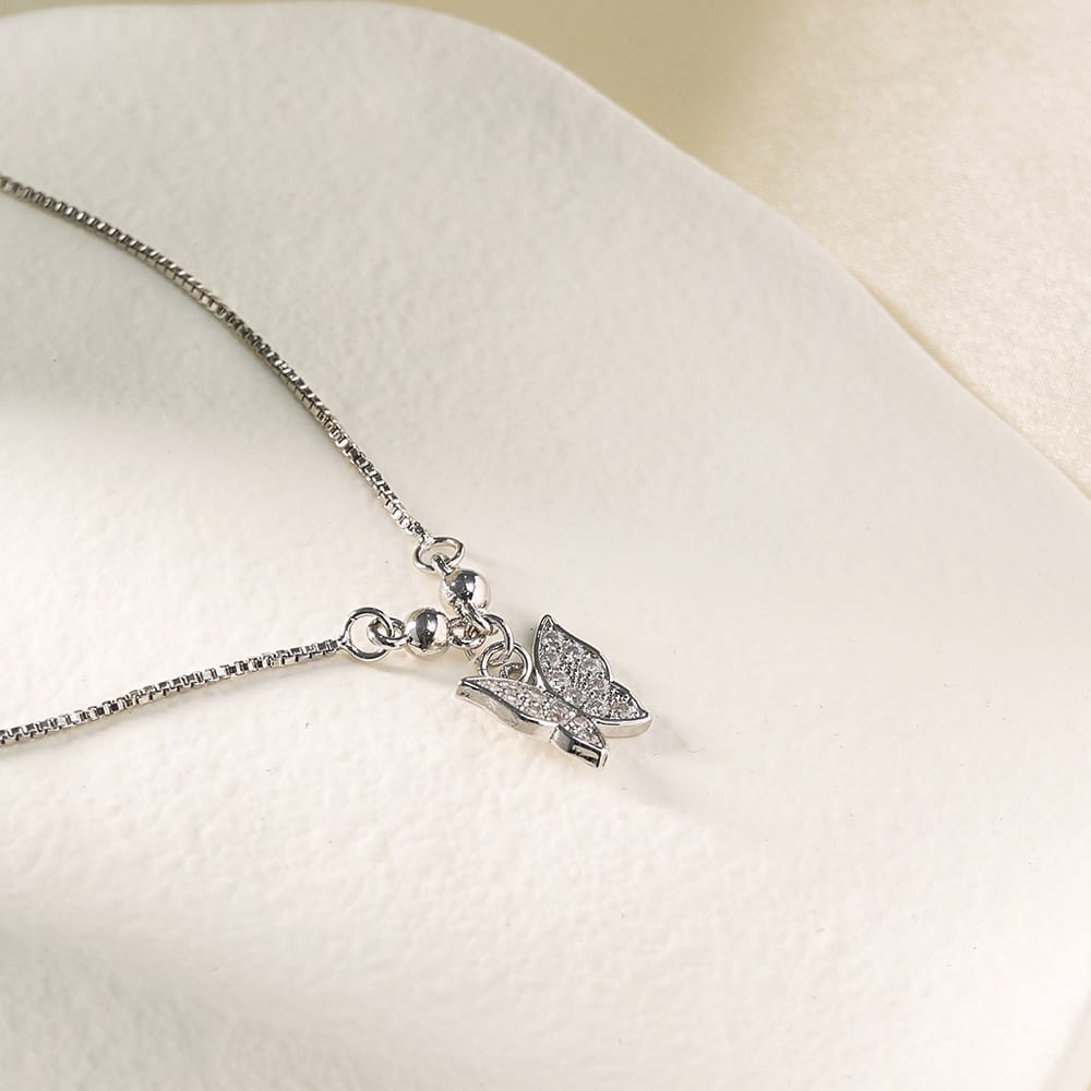 Kalung Wanita Titanium Lapis Emas Liontin Permata Rose Gold Kalung Titanium Anti Karat Liontin