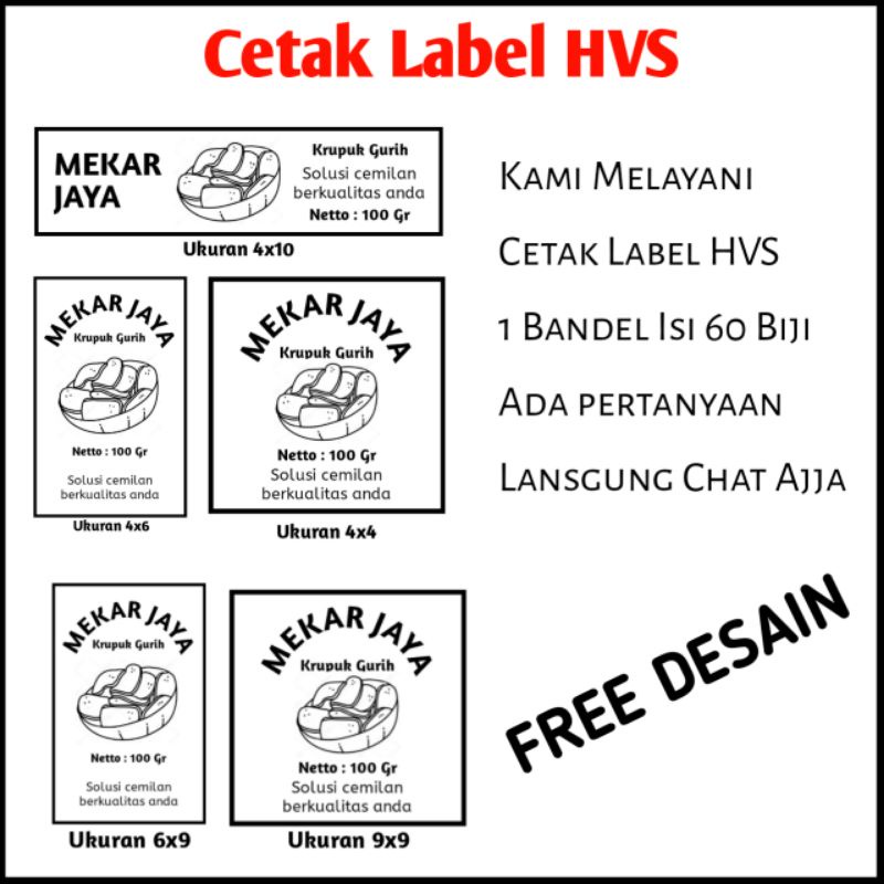 

Cetak Label Snack | Label Cemilan | Label Krupuk Bahan HVS 70 Gr