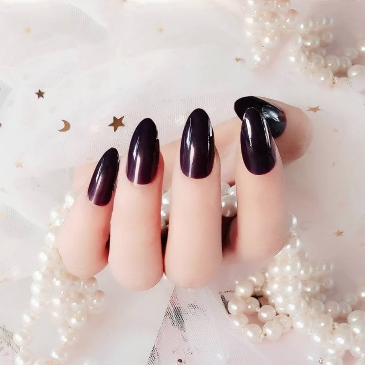 Lovefashion [COD] 24pcs Kuku Palsu False Nail Art Glossy Nude Almond Drop Shape Press On Fake Fingernail Stilleto