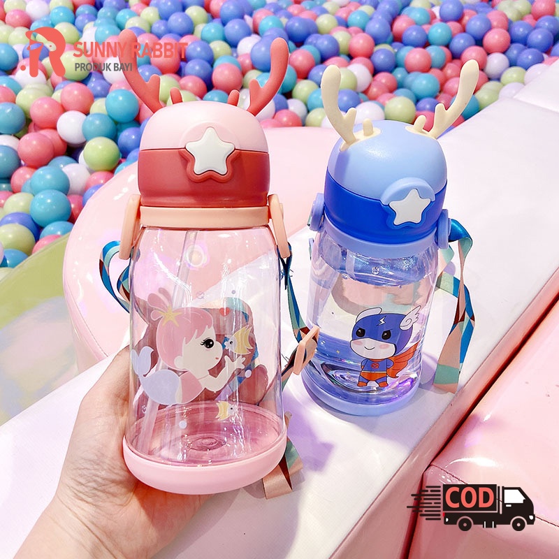 Botol minum/Botol Minum Anak Tanduk Rusa 600ml/Botol minum anak murah/Botol minum anak sedotan (B204)