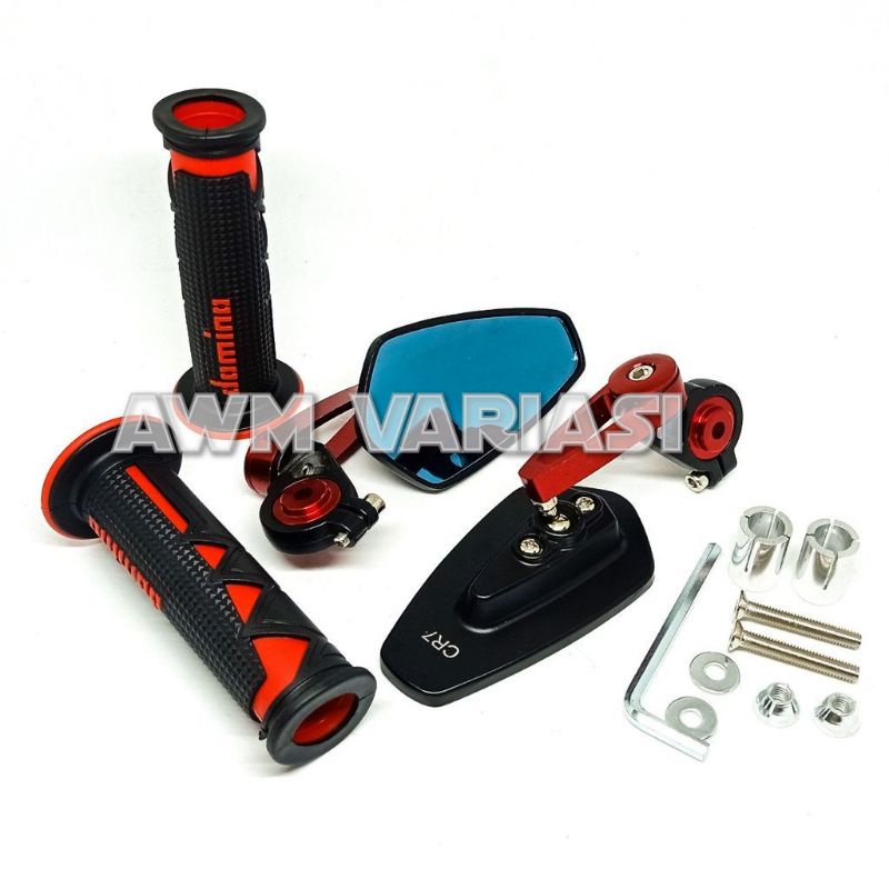 paket variasi spion jalu oval+Handgrip Domino Sharox,Pcx,Vario,Beat,Mio,Vixion,R15,Cbr,Ninja,scoopy