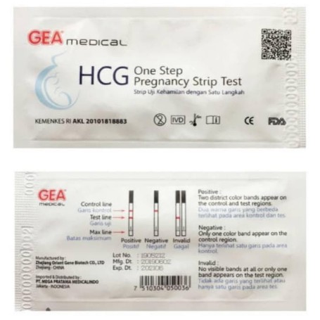 MIN 5PCS  Test Kehamilan HCG Gea Medical / Testpack Strip Hamil / Pregnancy Test