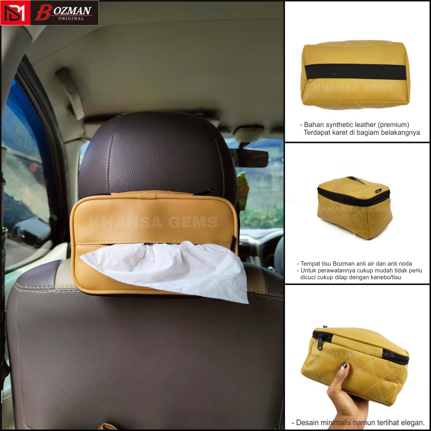 Kotak Tempat Tissue Mobil Bahan Kulit Multifungsi PU Leather Souvenir