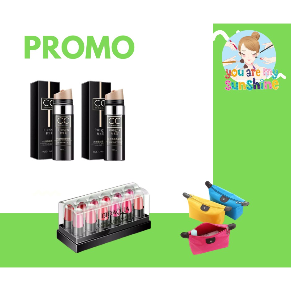 1 Cc Stick Image + 1 CC Stick Images + Lipstik Bioaqua (12) + Tas Kosmetik