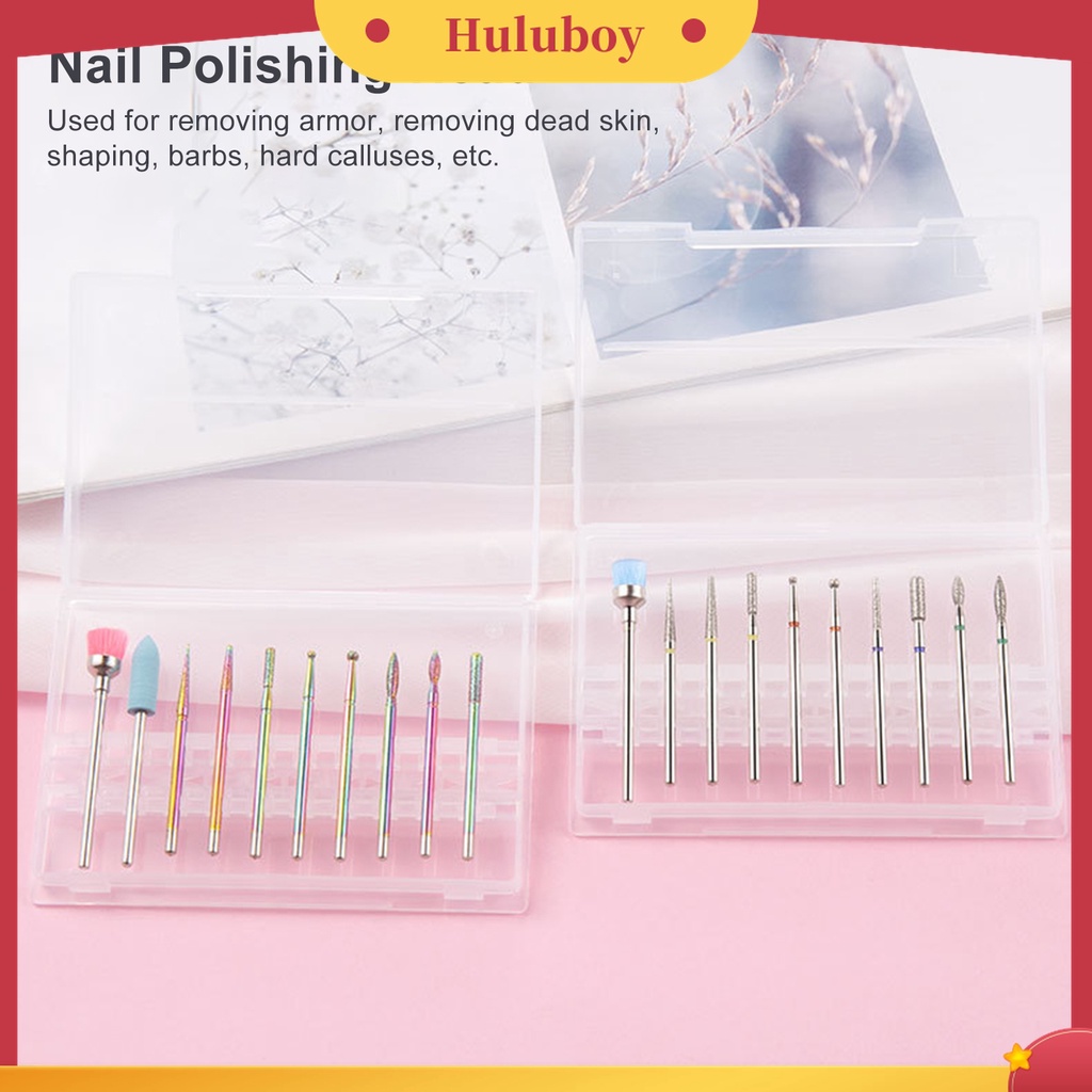 Huluboy Huluboy♡ 10pcs / Kotak Mata Bor Poles Kuku Universal Kekuatan Tinggi Untuk Manicure Wanita