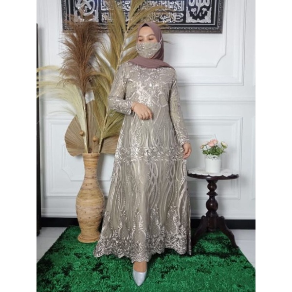 FESHION BAJU MUSLIM// GAMIS PESTA LAMORA MODEL TERBARU ORI