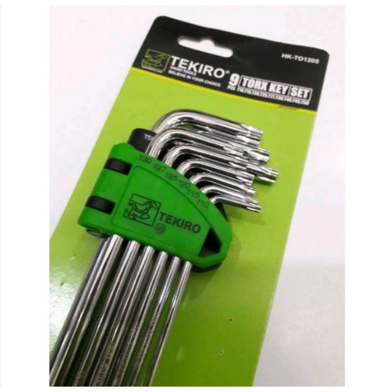 TEKIRO KUNCI L BINTANG PANJANG SATU SET LENGKAP BENGKEL KONCI KUNCI L BINTANG PANJANG 1SET ISI 9 PCS