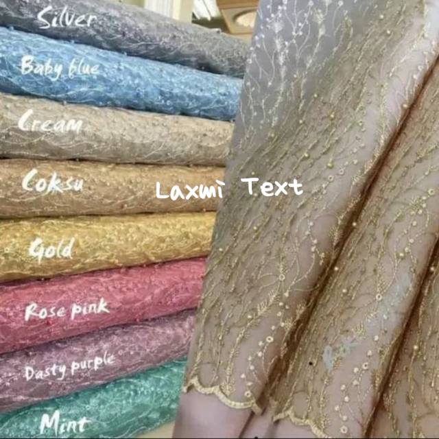 PROMO !! Kain - bahan tile akar mutiara / Tulle mutiara / bahan gaun, dress,seragaman dll TERBARU