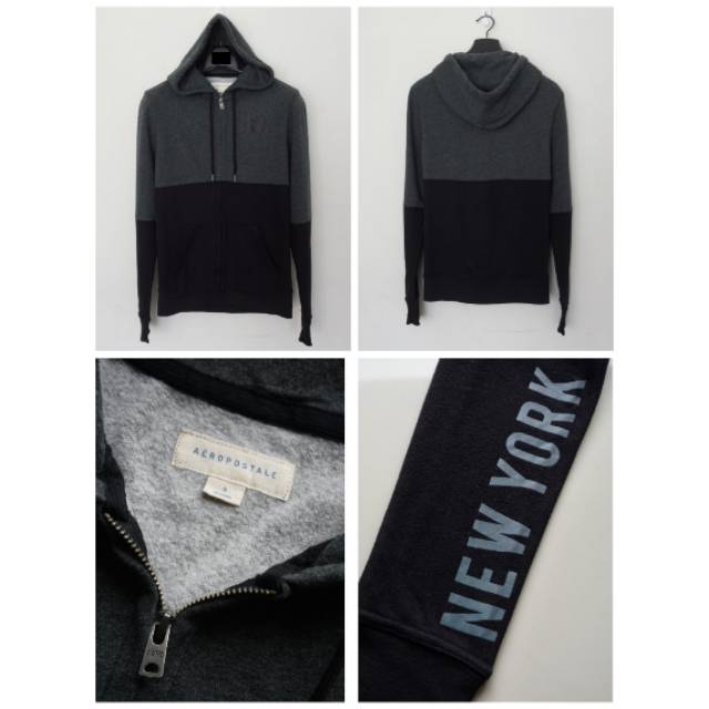 Hoodie Aeropostale Two Tone Zipper Grey-Black