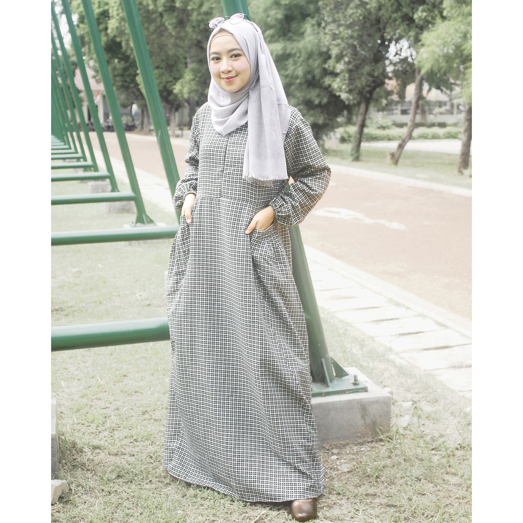 Gamis Dress FLANEL bahan flanel kotak kotak grosir murah ...