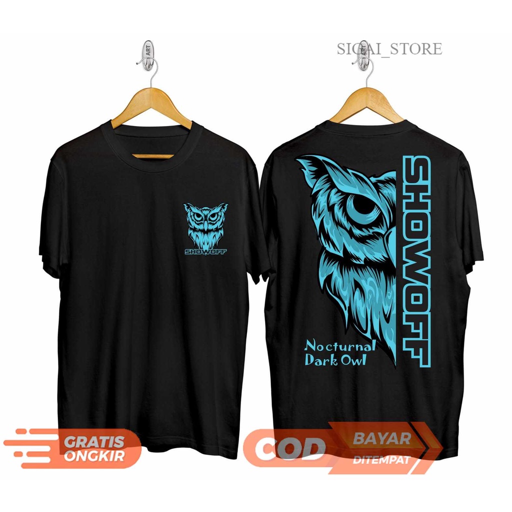 KAOS DISTRO OWL BURUNG HANTU KATUN COMBED SHOWOFF / BAJU DISTRO PRIA KEREN TERBARU
