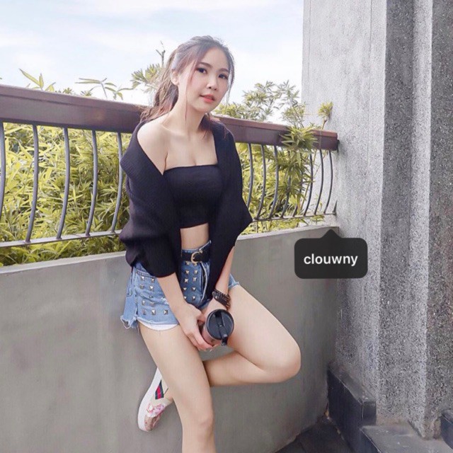 KOREA RAJUT LUCU HITAM BIRU LANGIT UNGU / Clouwny - Maison knitt - knitt top - cardigan outer wanita