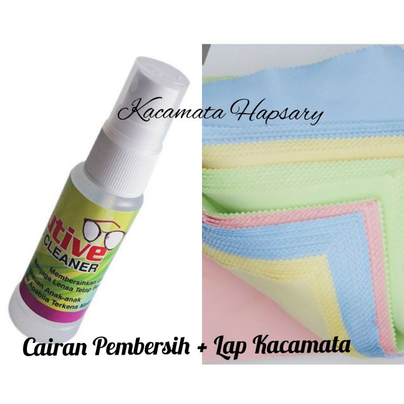 Kain Lap Kacamata + Cairan Pembersih Kacamata ( 1 Pec lap Kacamata  &amp; 1 Pec Cairan Kacamata )