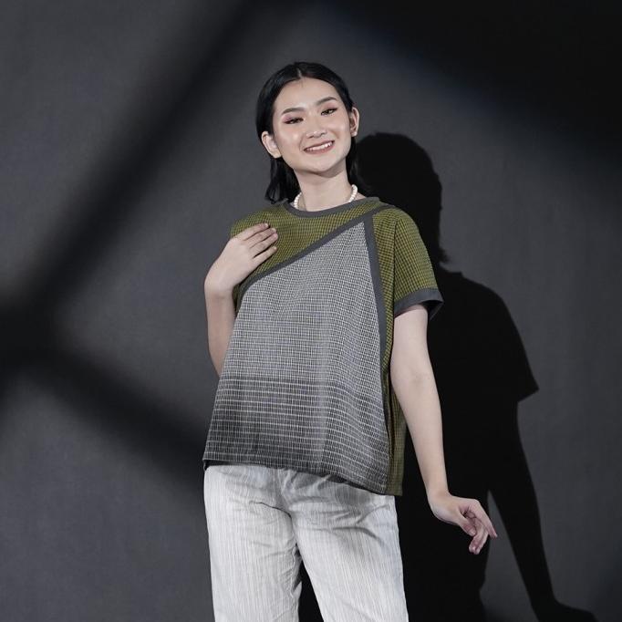 NONA RARA-Sinom Lurik T1590,Baju kerja blouse batik wanita modern
