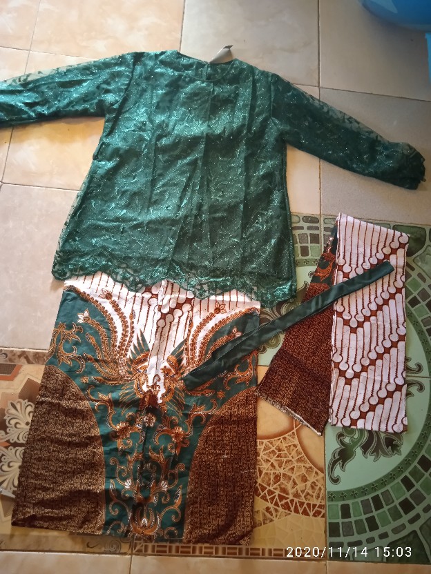 [ Termurah ] Couple Batik Mika Series Parang Hijau Pita Cassandra Nirmala Free Selendang