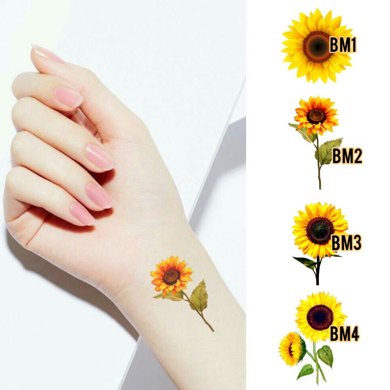 Tato Temporer Bunga matahari Sunflower Stiker Tato Minimalis - BM