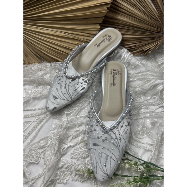 flatshoes pesta wanita anaya silver