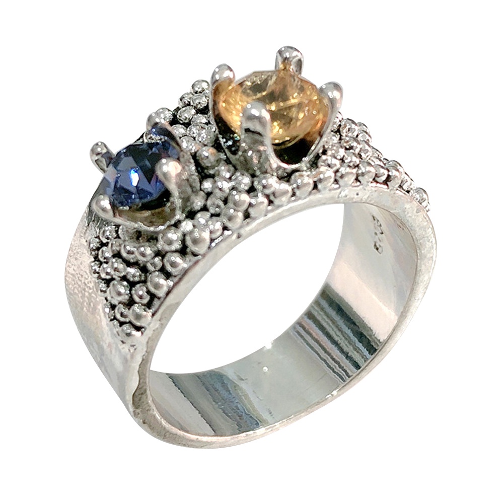 Hu Hu Hu Hu Hu Alat Bantu Pasang Kacamata♡ Cincin Antik Dengan Bola Kubik Zirkonia Warna Ganda Untuk Pengantin