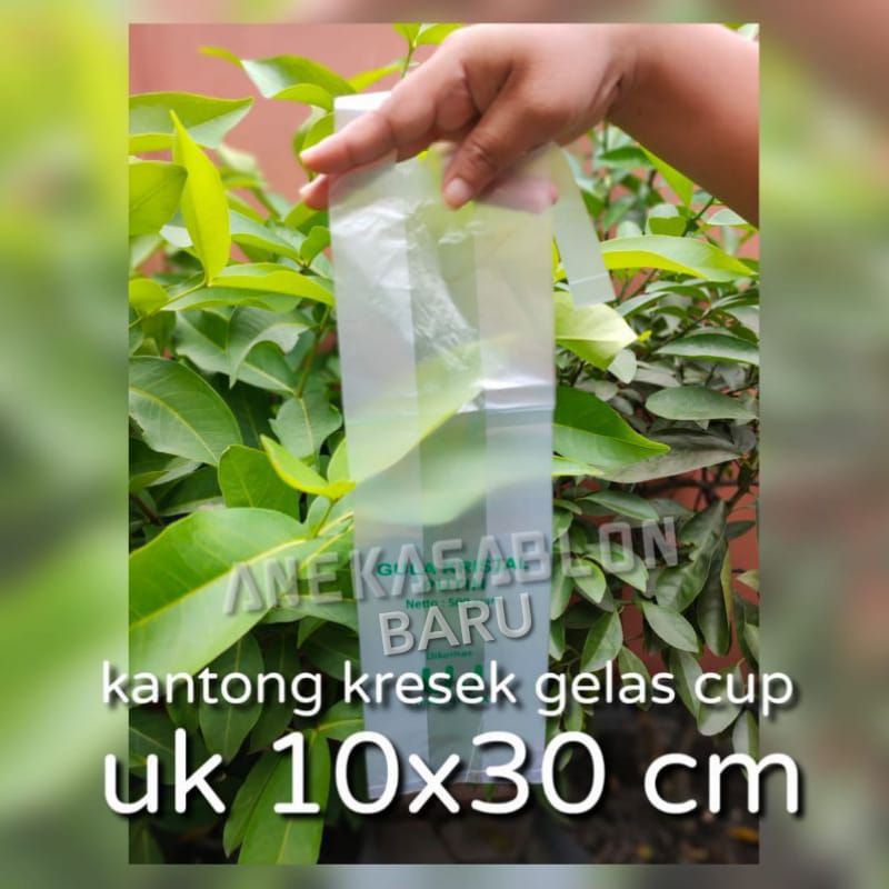 [100pcs] Kantong Kresek Gelas Cup 10x30 Sablon