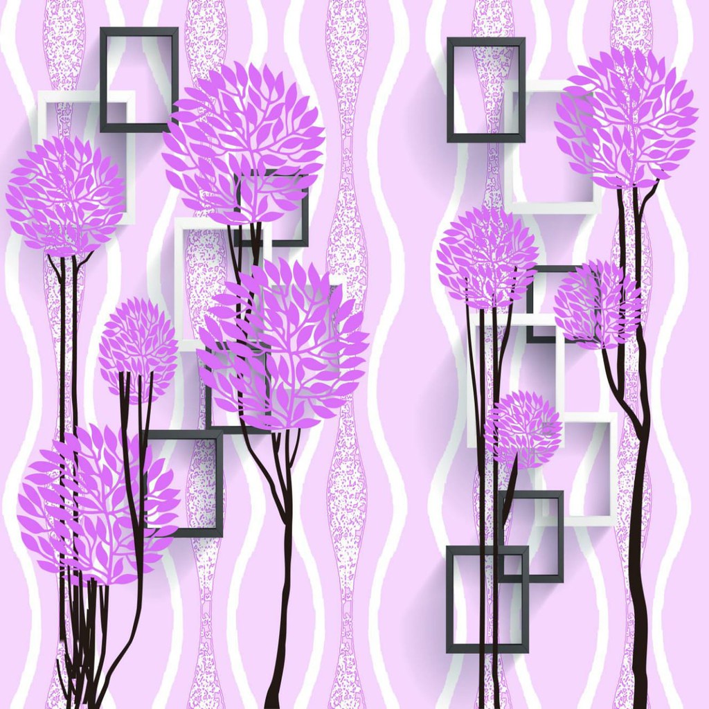 TOKO21GROSIR WALLPAPER STICKER POHON BUNGA PINK KOTAK 3D
