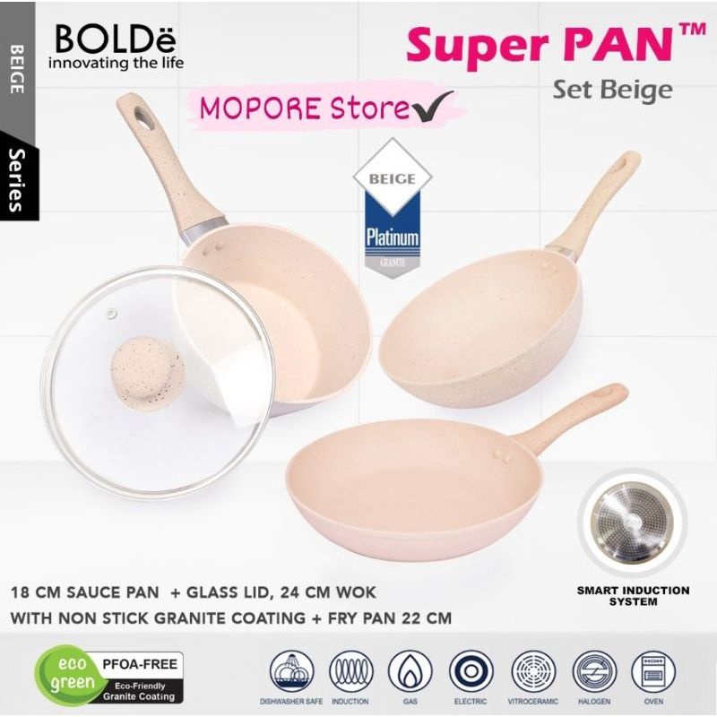 BOLDe Super PAN Set 3+1 Bahan Granite Warna Beige