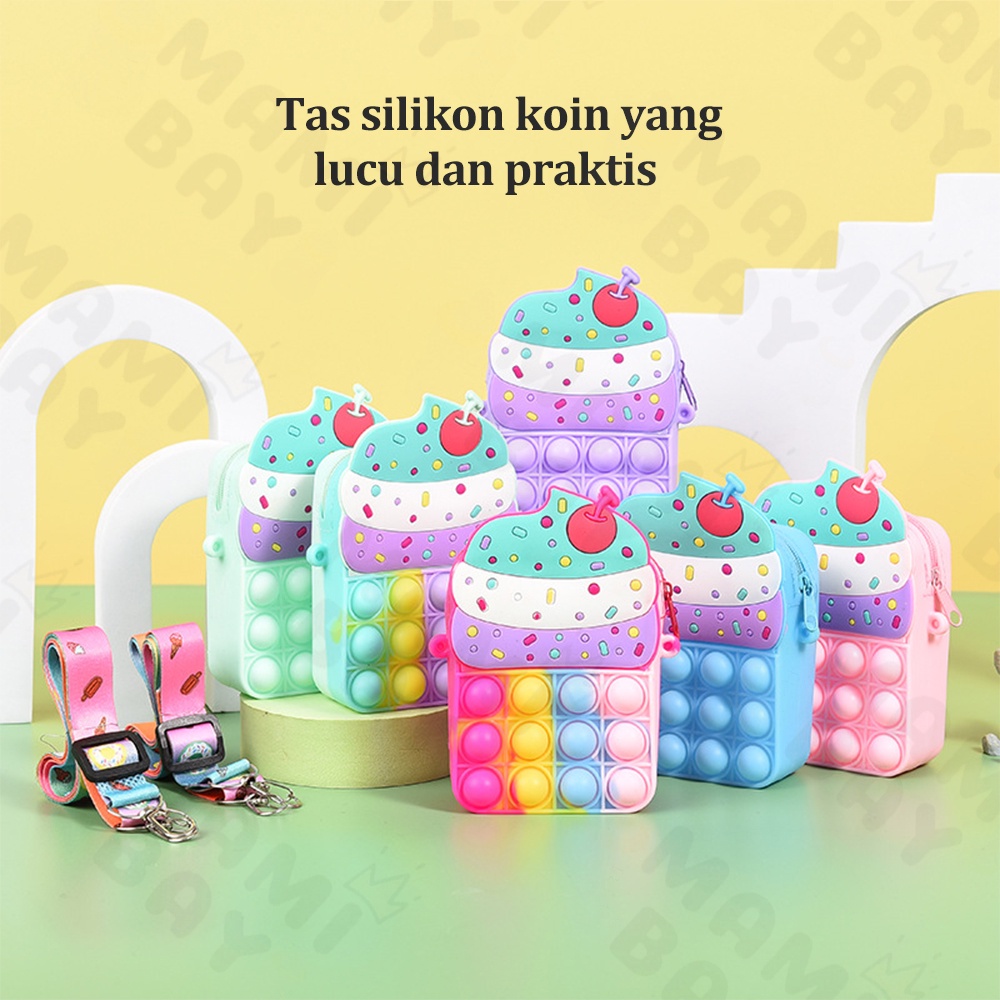 OKEYI Tas pop it anak ice cream/Tas selempang anak impor Fashion