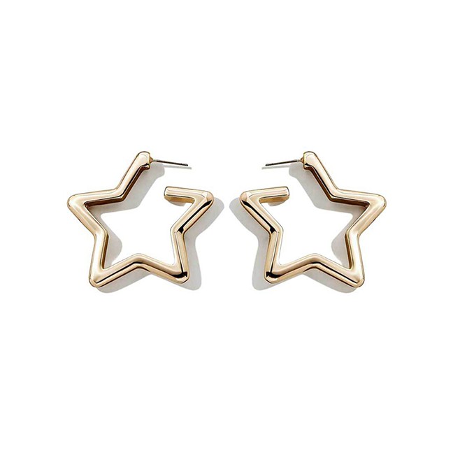 LRC Anting Tusuk Fashion Gold Street Street Pentagram Earrings D44796