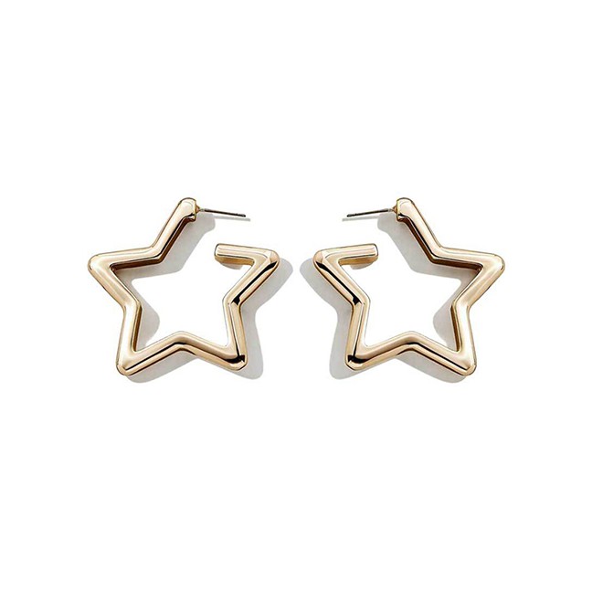 LRC Anting Tusuk Fashion Gold Street Street Pentagram Earrings D44796