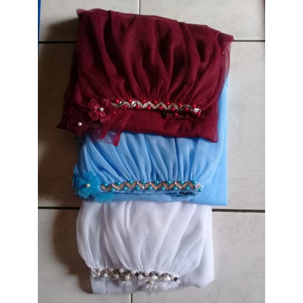 Hijab Pengantin / Slayer Pengantin / Kerudung pengantin / Kerudung Kerut Berbi Frozen