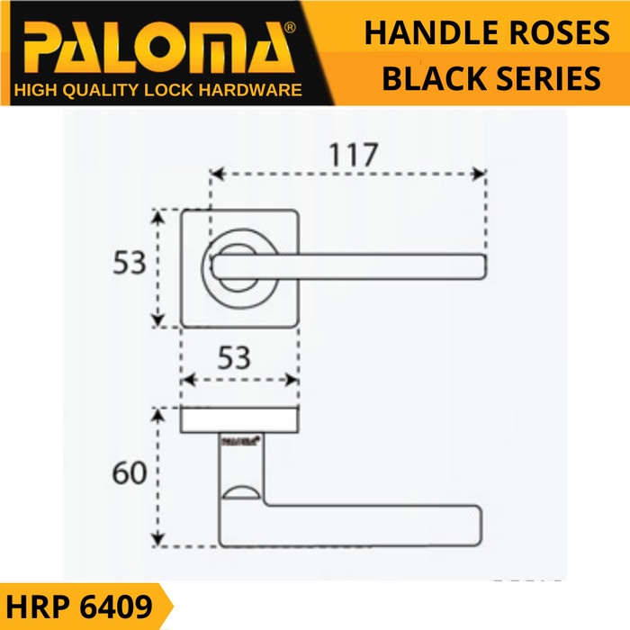 Handle Pintu Roses HRP 6409 PALOMA HAVANA SQ ZA MB BLACK SERIES