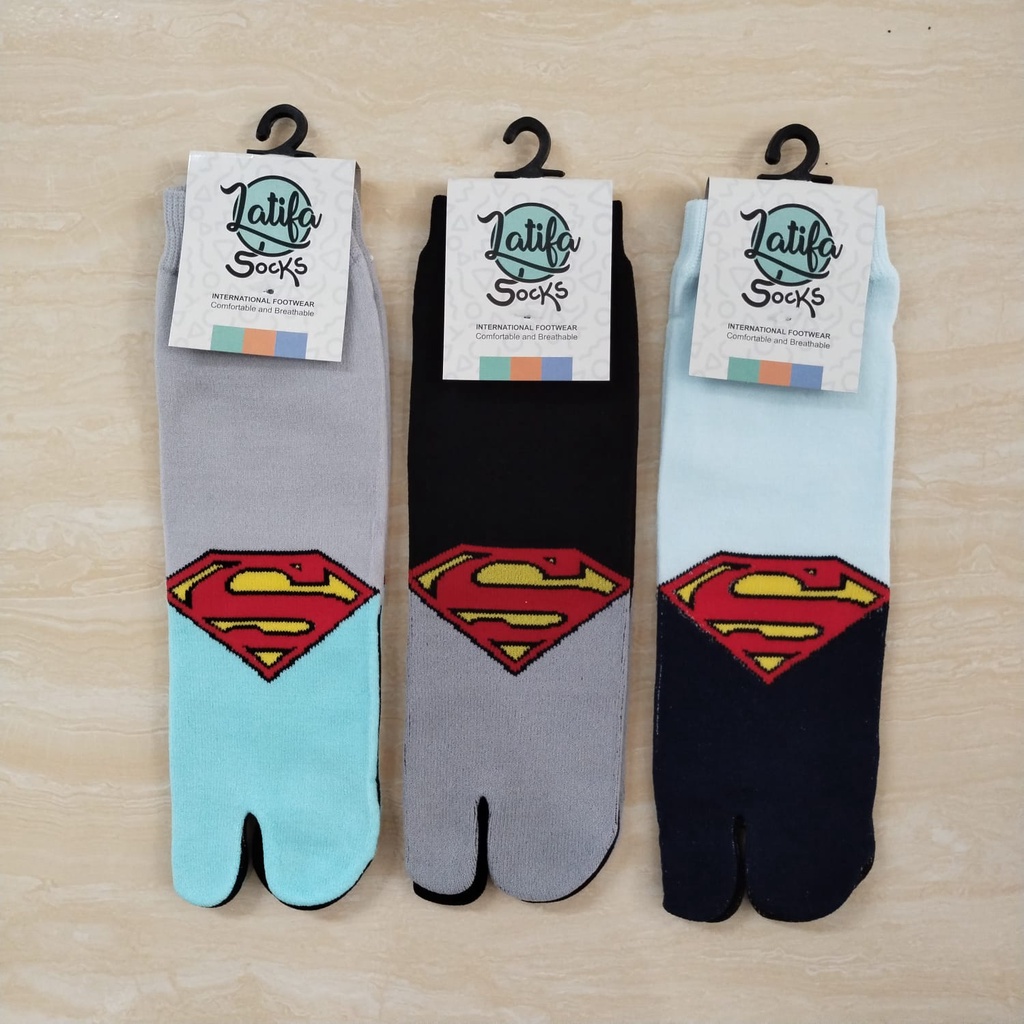 Koas Kaki Anak Kaos Kaki Sekolah Model Jempol Motif Logo Superman Usia 5-12 Tahun