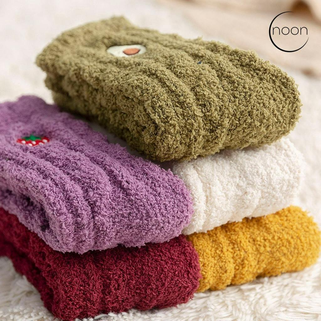 NOON (sleeps-all-day) Kaos Kaki Wanita Korea Dewasa Tidur Kamar Hangat Tebal Bulu Lembut Empuk Musim Dingin Motif Lucu Imut Impor Grosir Murah Lusinan Kaus Kaki Koskaki Koaskaki Betis Buah Wool Wol