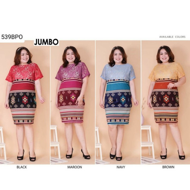 Dress batik kombi brokat jumbo
