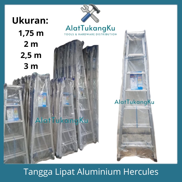 Tangga Lipat Aluminium Hercules 3 meter (TEBAL & KUAT) / Tangga Lipat Alluminium 3000 CM