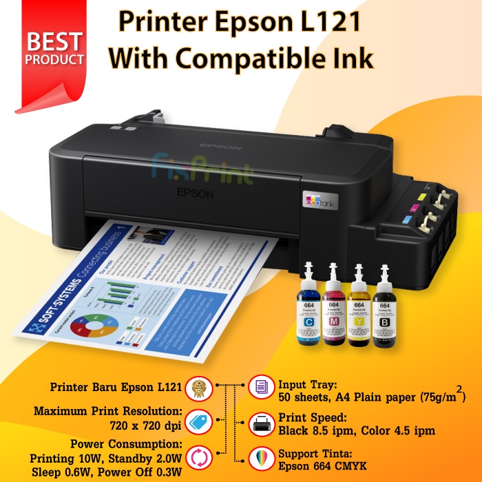 Printer Epson L121 A4 Ink Tank Printer Epson L121 L 121 l121 Infus System Garansi Resmi