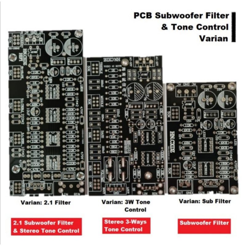 PCB DIY HIFI Audio Stereo Filter 2.1 / Subwoofer / Tone Control IC NE5532