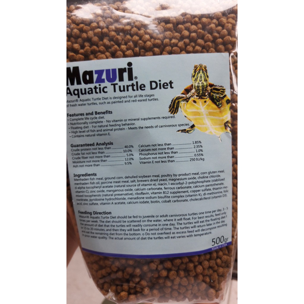 500gr Mazuri Aquatic Turtle Diet Pelet Turtle RES Hamiltoni