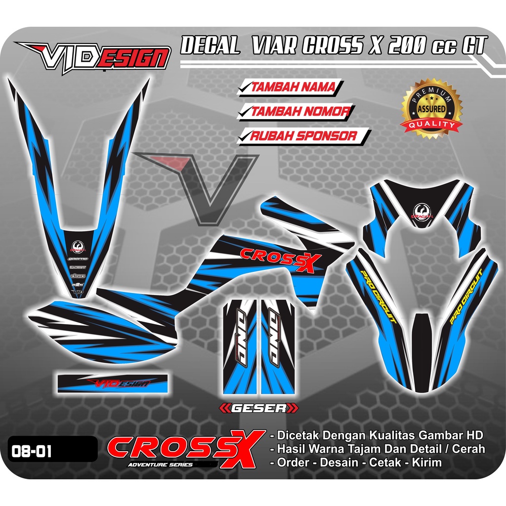 DECAL STIKER VIAR 200 GT / STICKER CROSS VIAR 200 CC SUPERMOTO