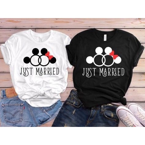 MYSTIQUE.ID-BAJU KAOS COUPLE JUST MARRIED T-SHIRT LUCU DAN AESTHETIC