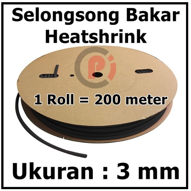 Per Roll Selang Bakar 3mm Tube Heat Shrink Heatshrink Selongsong 200 m