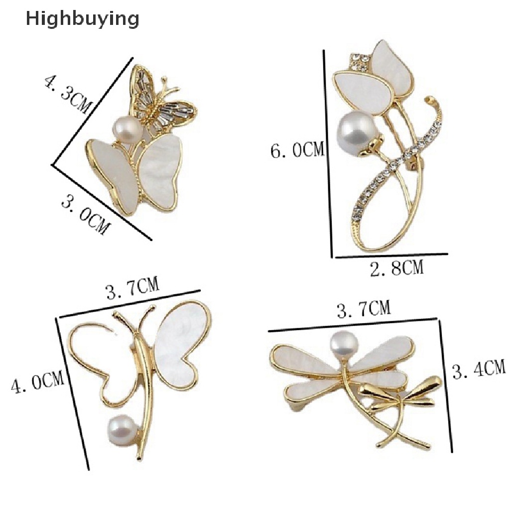Bros Pin Bentuk Bunga Kupu-Kupu Aksen Mutiara Kristal Berlian Imitasi Untuk Wanita Glory