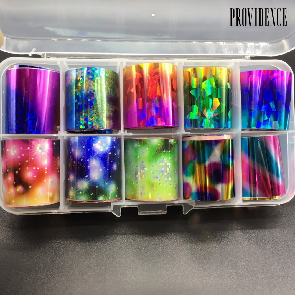 Providence 10 Rol / Set Stiker Kuku Holografik Motif Langit Berbintang Untuk Dekorasi Nail Art / Manicure Diy