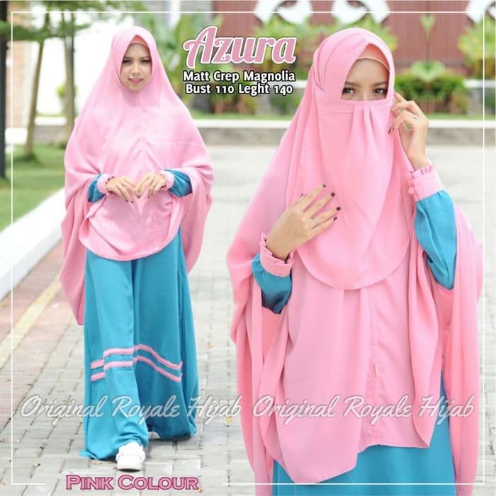 Jual Gamis Syari Setelan Cadar Busana Muslimah Polos Cantik AZURA Ori RYL Murah