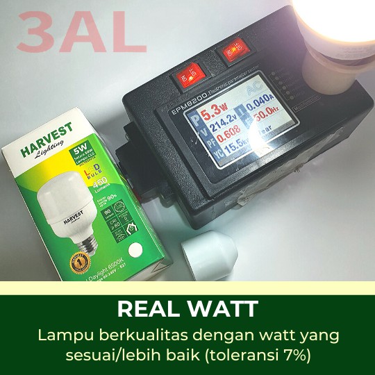 5W - Paket Isi 3 - HARVEST LIGHTING Lampu Kapsul LED T-Bulb 5 watt Lampu Hemat Energi Original Bersertifikat SNI dan Bergaransi